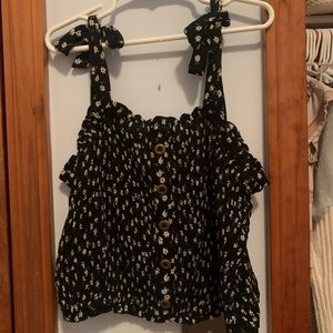 Black, white, and yellow floral tank top